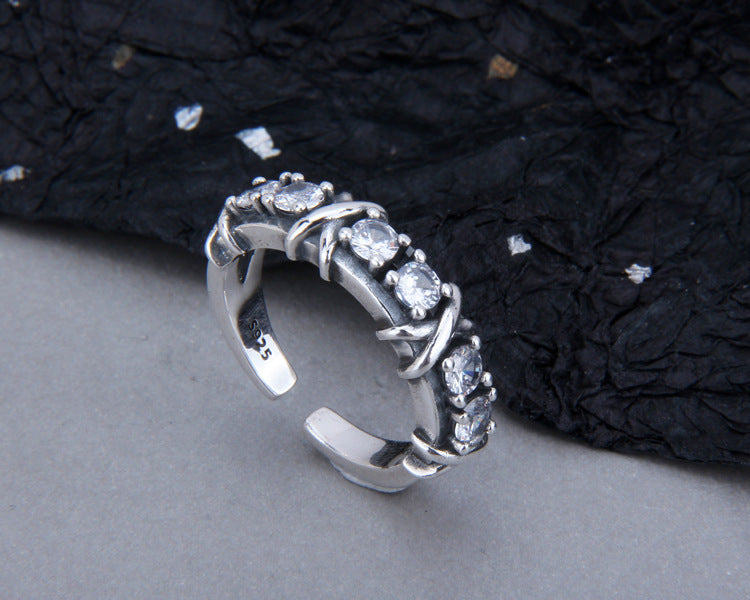 S925 Sterling Silver Winding Zircon Ring