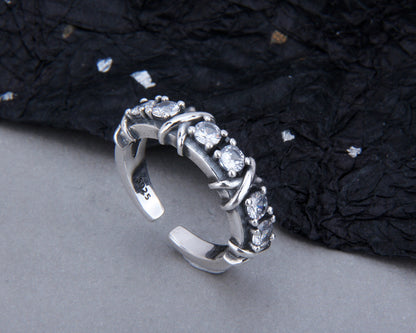 S925 Sterling Silver Winding Zircon Ring