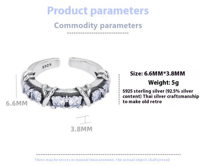 S925 Sterling Silver Winding Zircon Ring