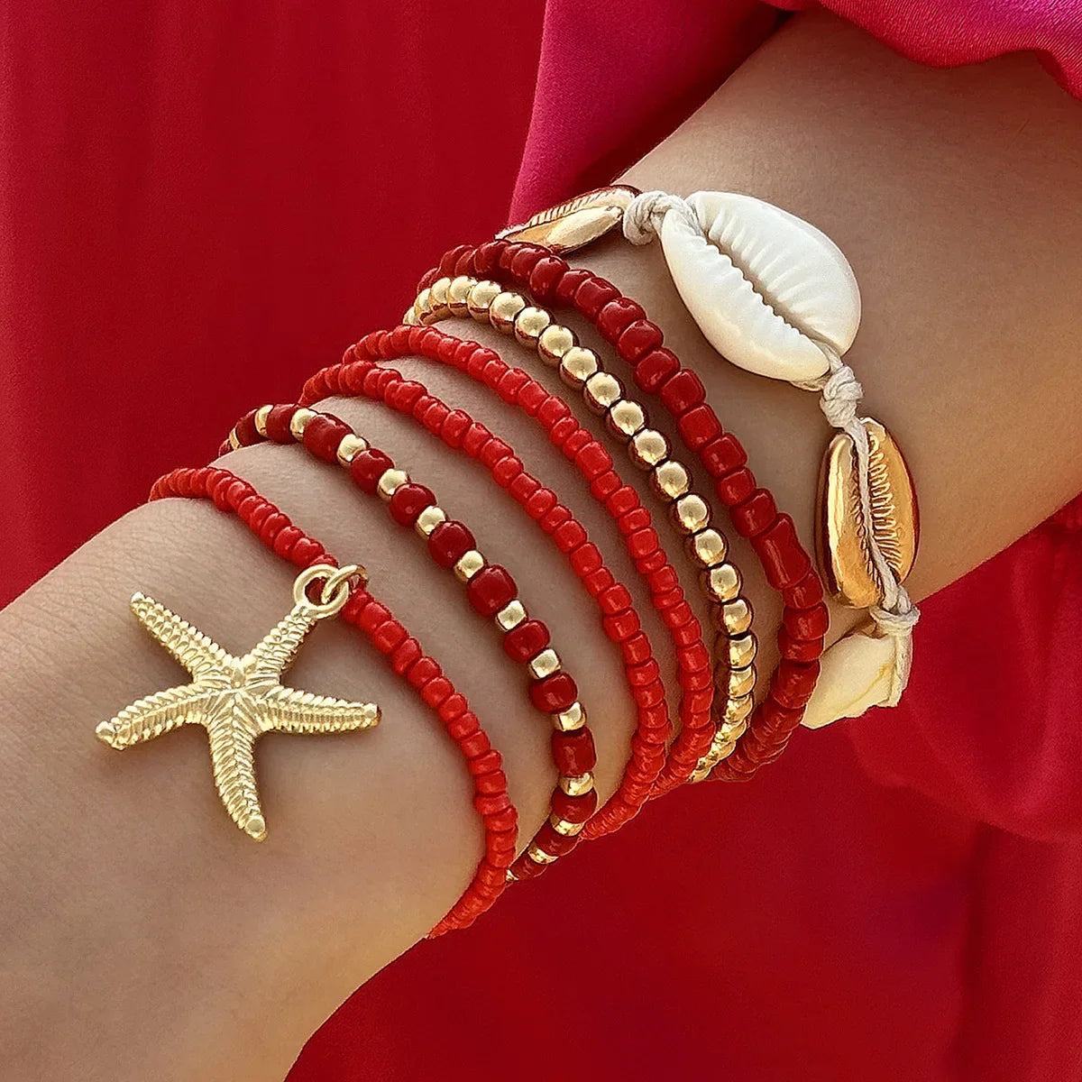 7Pcs Boho Summer Starfish Bracelet