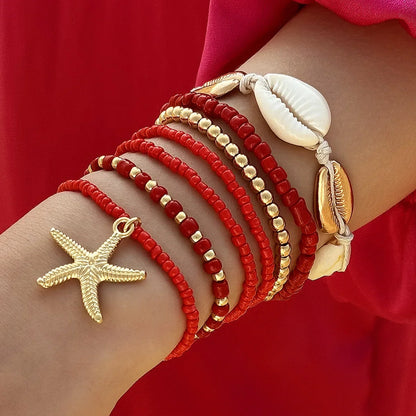 7Pcs Boho Summer Starfish Bracelet