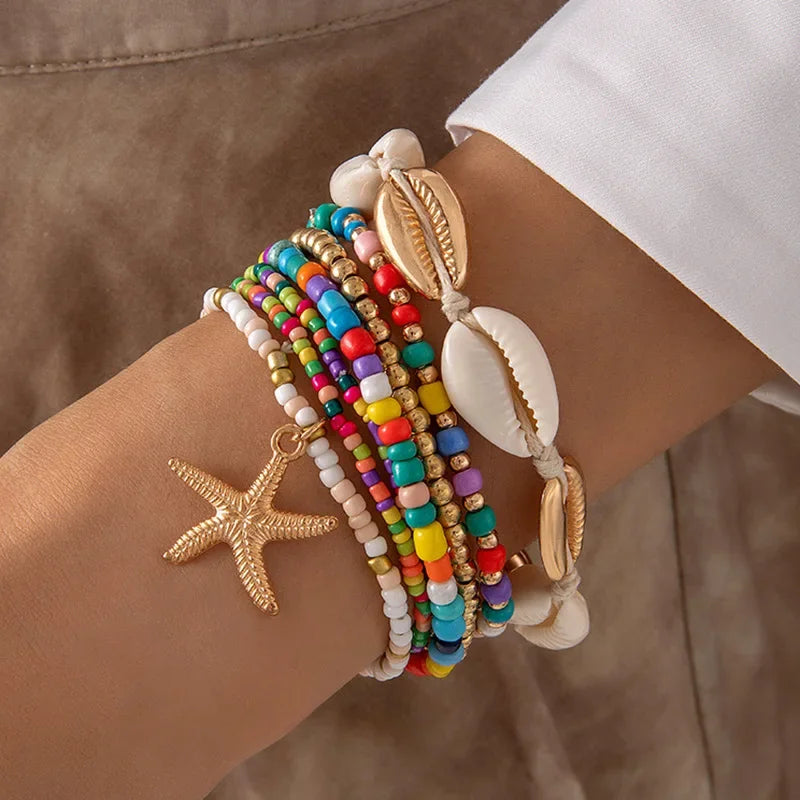 7Pcs Boho Summer Starfish Bracelet