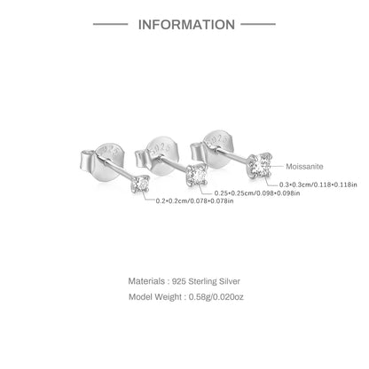 CANNER 0.5-1.2 Carat D Color Moissanite Ear Stud Earrings For Women 925 Sterling Silver Sparkling Piercing Earring Fine Jewelry