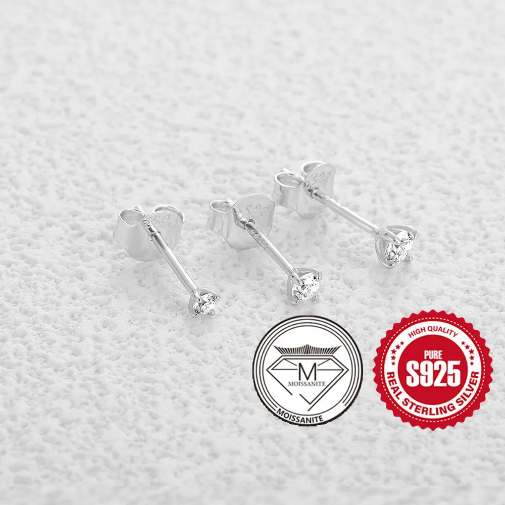 CANNER 0.5-1.2 Carat D Color Moissanite Ear Stud Earrings For Women 925 Sterling Silver Sparkling Piercing Earring Fine Jewelry