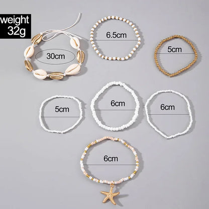 7Pcs Boho Summer Starfish Bracelet