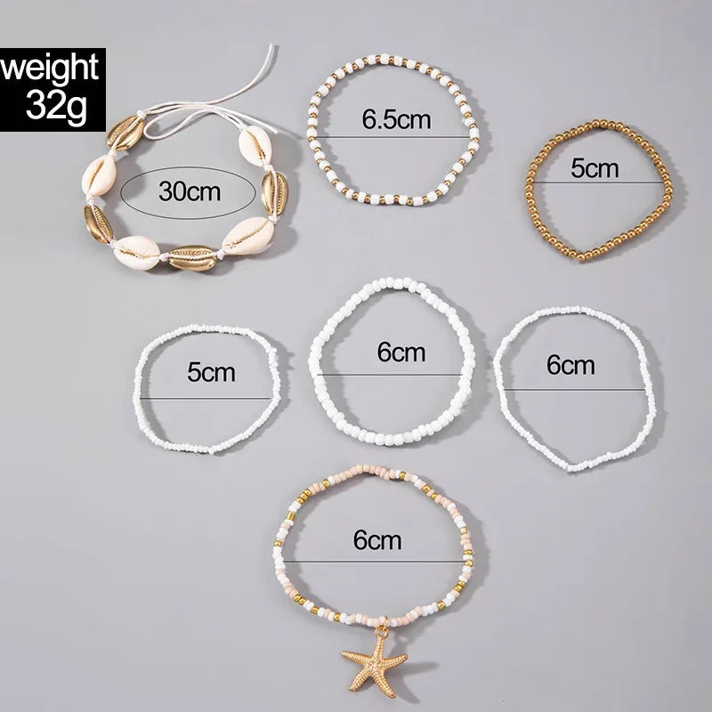 7Pcs Boho Summer Starfish Bracelet