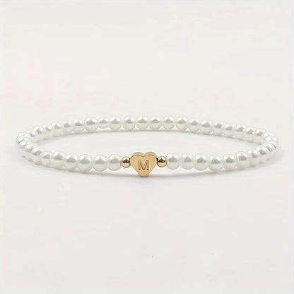 26 Letters Initial Bracelet For Women Faux Pearl Fashion Bracelets