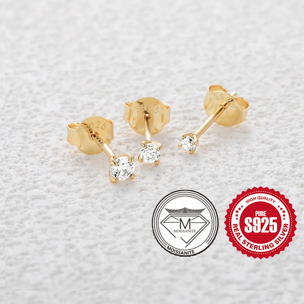 CANNER 0.5-1.2 Carat D Color Moissanite Ear Stud Earrings For Women 925 Sterling Silver Sparkling Piercing Earring Fine Jewelry