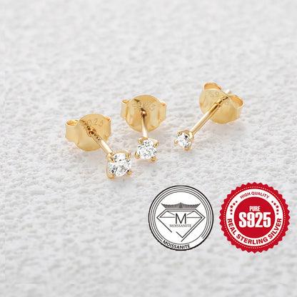 CANNER 0.5-1.2 Carat D Color Moissanite Ear Stud Earrings For Women 925 Sterling Silver Sparkling Piercing Earring Fine Jewelry