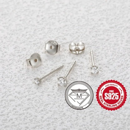 CANNER 0.5-1.2 Carat D Color Moissanite Ear Stud Earrings For Women 925 Sterling Silver Sparkling Piercing Earring Fine Jewelry