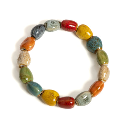 Handmade Colorful Starfish & Seashell Ceramic Beaded Bracelet