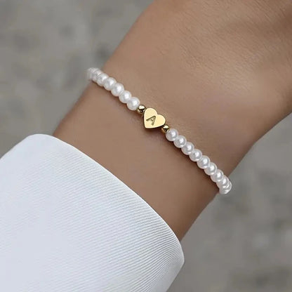 26 Letters Initial Bracelet For Women Faux Pearl Fashion Bracelets