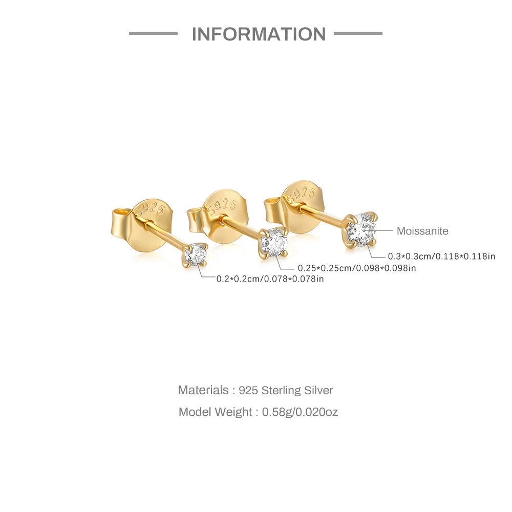 CANNER 0.5-1.2 Carat D Color Moissanite Ear Stud Earrings For Women 925 Sterling Silver Sparkling Piercing Earring Fine Jewelry