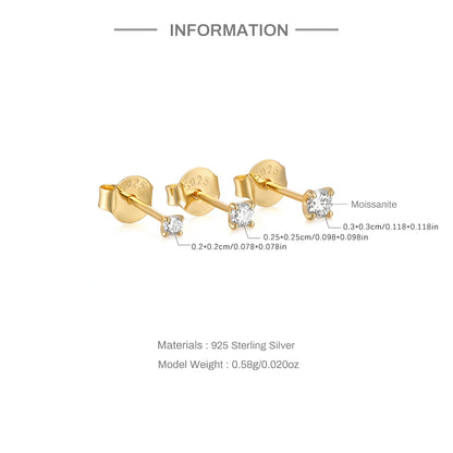 CANNER 0.5-1.2 Carat D Color Moissanite Ear Stud Earrings For Women 925 Sterling Silver Sparkling Piercing Earring Fine Jewelry