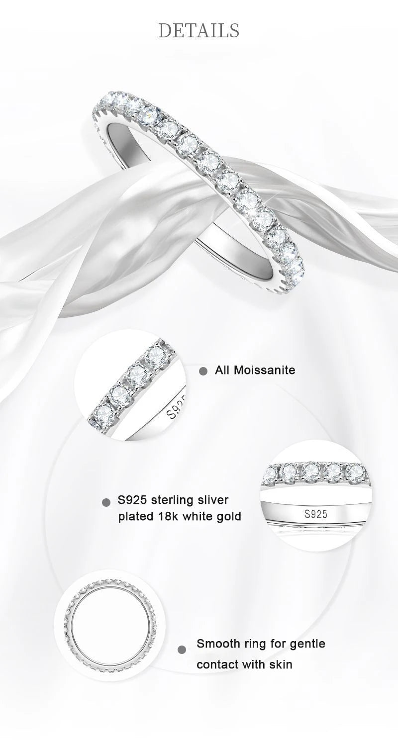 D Color Moissanite Ring 925 Sterling Sliver