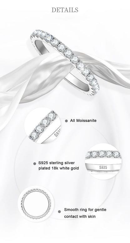 D Color Moissanite Ring 925 Sterling Sliver