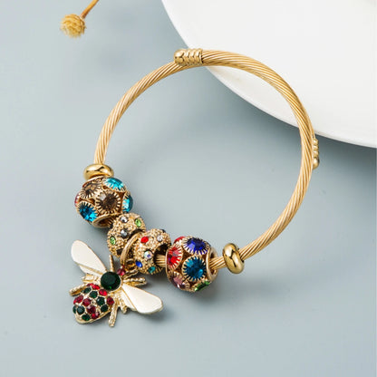 Fashion Multi Element Stainless Steel Circle Panjiadora Beaded Love Bracelet Suitable for Women's Dating, Daily Holiday Gifts