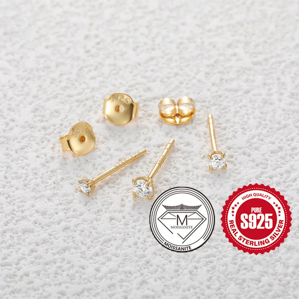 CANNER 0.5-1.2 Carat D Color Moissanite Ear Stud Earrings For Women 925 Sterling Silver Sparkling Piercing Earring Fine Jewelry