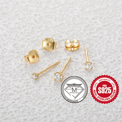 CANNER 0.5-1.2 Carat D Color Moissanite Ear Stud Earrings For Women 925 Sterling Silver Sparkling Piercing Earring Fine Jewelry