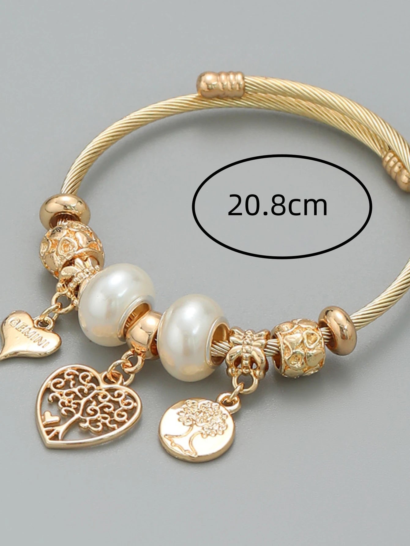 Fashion Multi Element Stainless Steel Circle Panjiadora Beaded Love Bracelet Suitable for Women's Dating, Daily Holiday Gifts