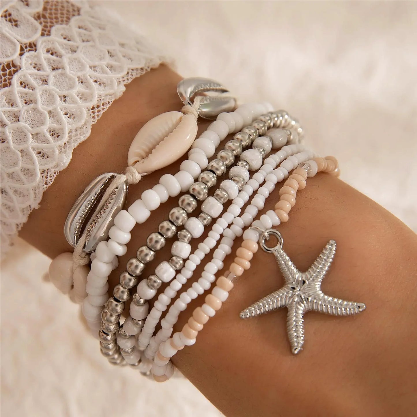 7Pcs Boho Summer Starfish Bracelet