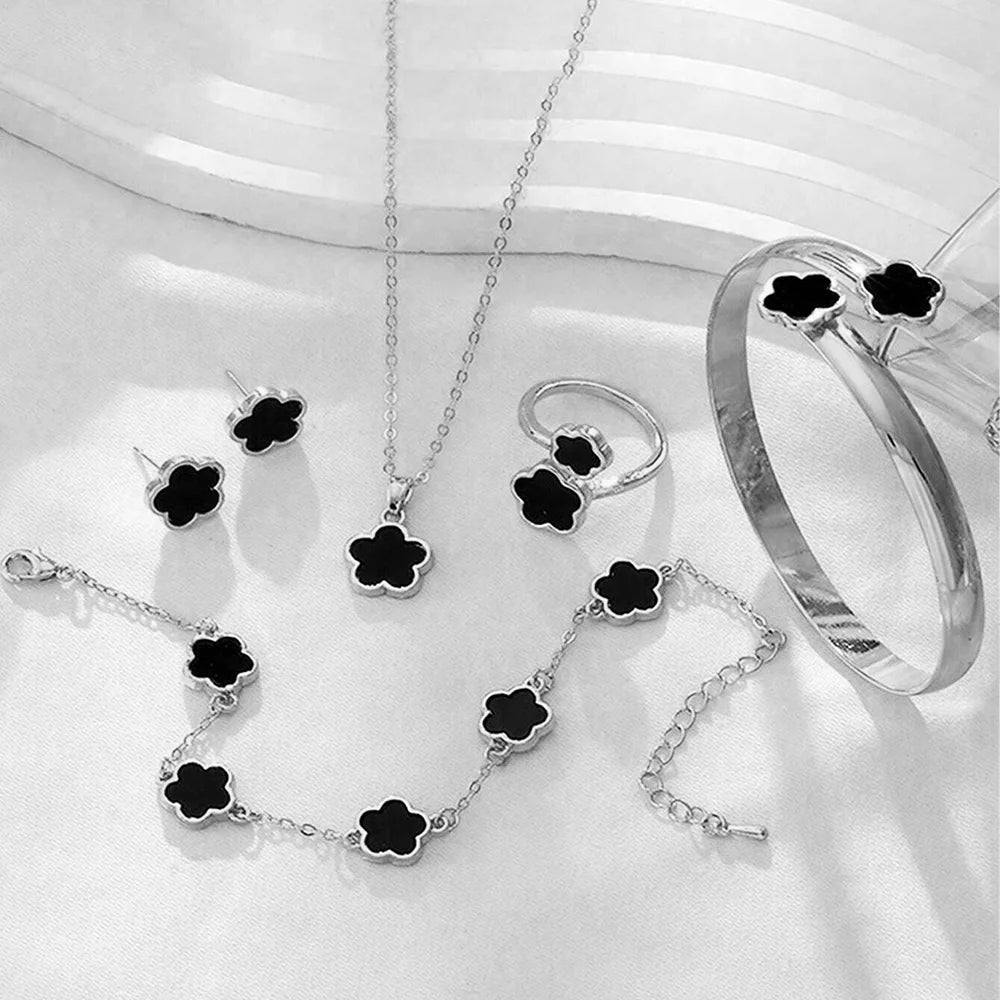 5pcs Lucky Five-petal Flower Women's Jewelry Set