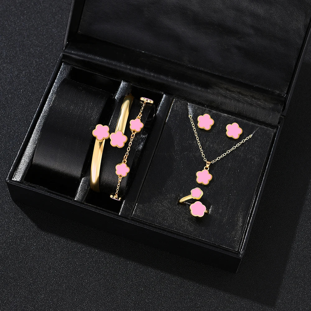 5pcs Lucky Five-petal Flower Women's Jewelry Set