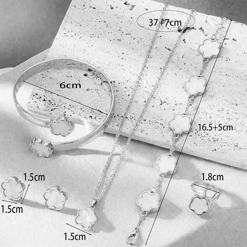 5pcs Lucky Five-petal Flower Women's Jewelry Set