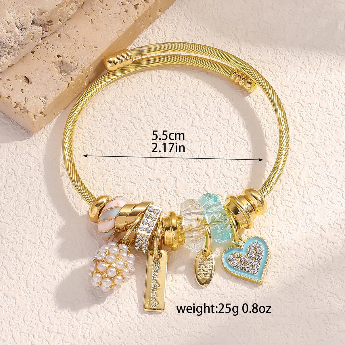 Fashion Multi Element Stainless Steel Circle Panjiadora Beaded Love Bracelet Suitable for Women's Dating, Daily Holiday Gifts