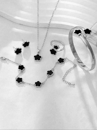 5pcs Lucky Five-petal Flower Women's Jewelry Set