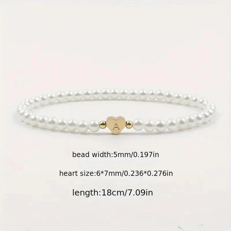 26 Letters Initial Bracelet For Women Faux Pearl Fashion Bracelets