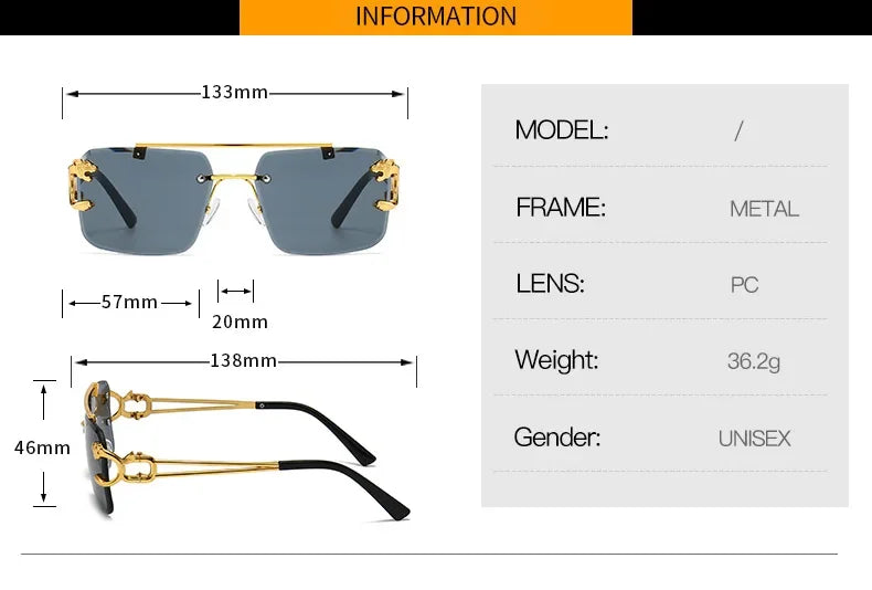 1pcs Retro Frameless MEN'S AND WOMENS sunglasses