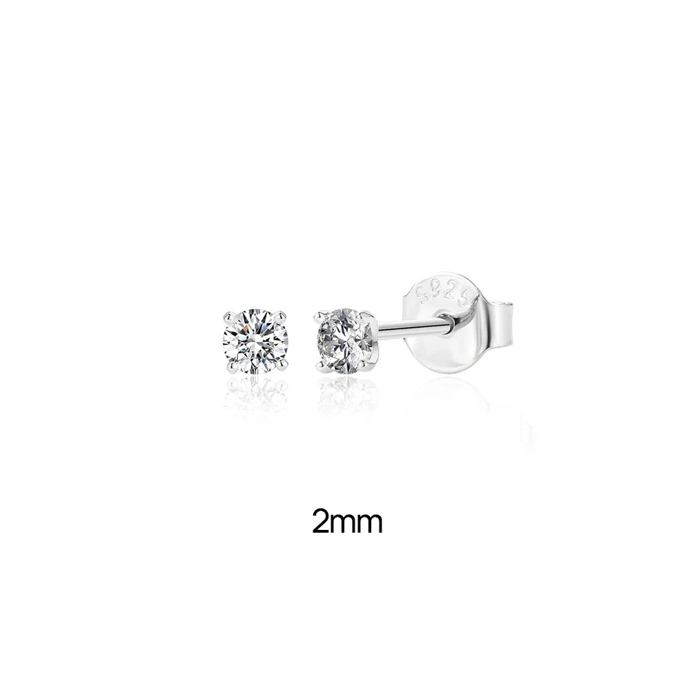 CANNER 0.5-1.2 Carat D Color Moissanite Ear Stud Earrings For Women 925 Sterling Silver Sparkling Piercing Earring Fine Jewelry