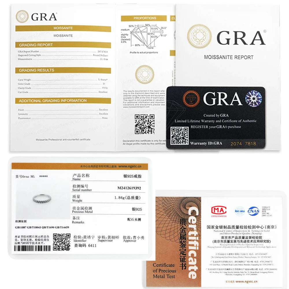 D Color Moissanite Ring 925 Sterling Sliver