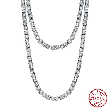 Luxury 925 Sterling Silver Tennis Necklace