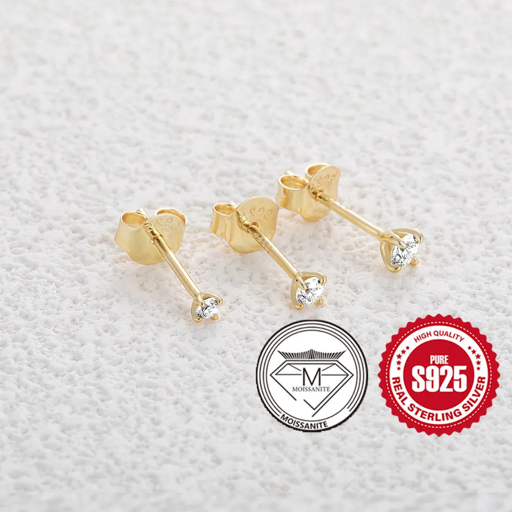 CANNER 0.5-1.2 Carat D Color Moissanite Ear Stud Earrings For Women 925 Sterling Silver Sparkling Piercing Earring Fine Jewelry