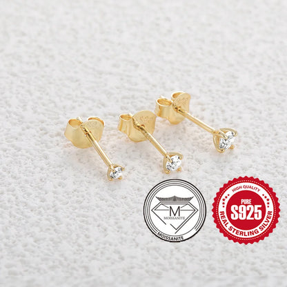 CANNER 0.5-1.2 Carat D Color Moissanite Ear Stud Earrings For Women 925 Sterling Silver Sparkling Piercing Earring Fine Jewelry