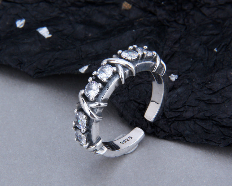S925 Sterling Silver Winding Zircon Ring