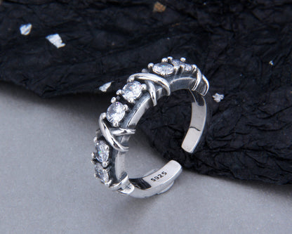 S925 Sterling Silver Winding Zircon Ring