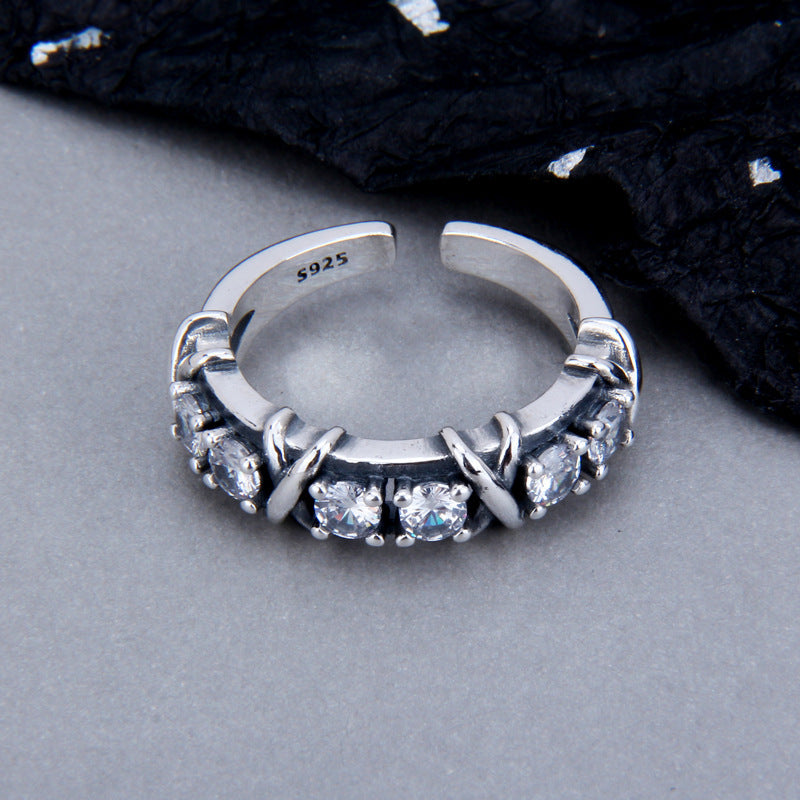 S925 Sterling Silver Winding Zircon Ring