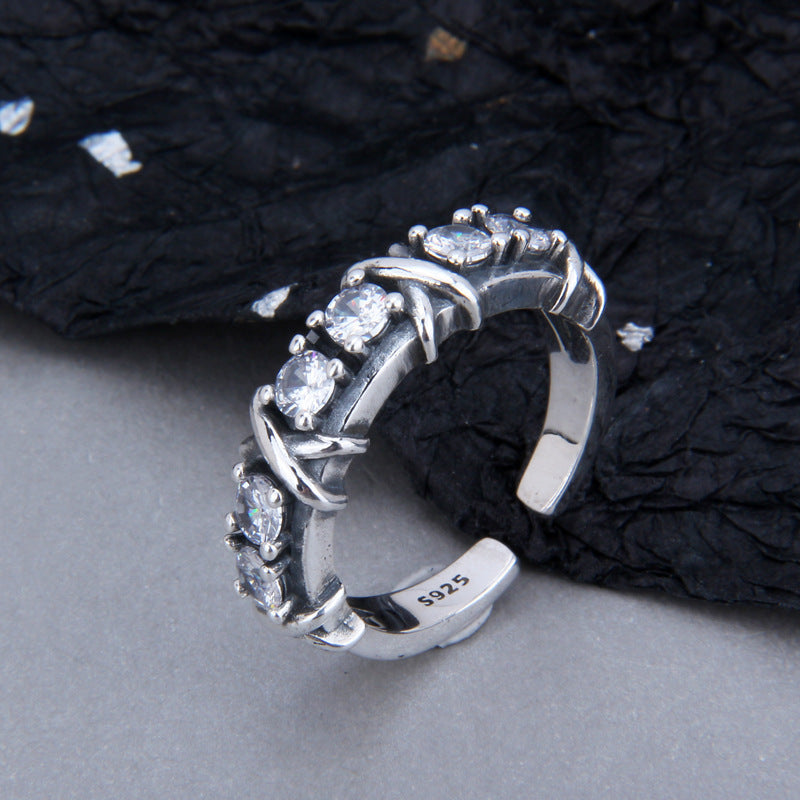 S925 Sterling Silver Winding Zircon Ring
