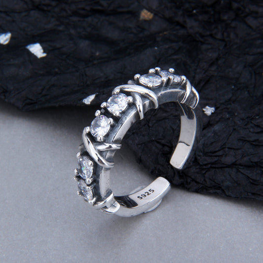 S925 Sterling Silver Winding Zircon Ring